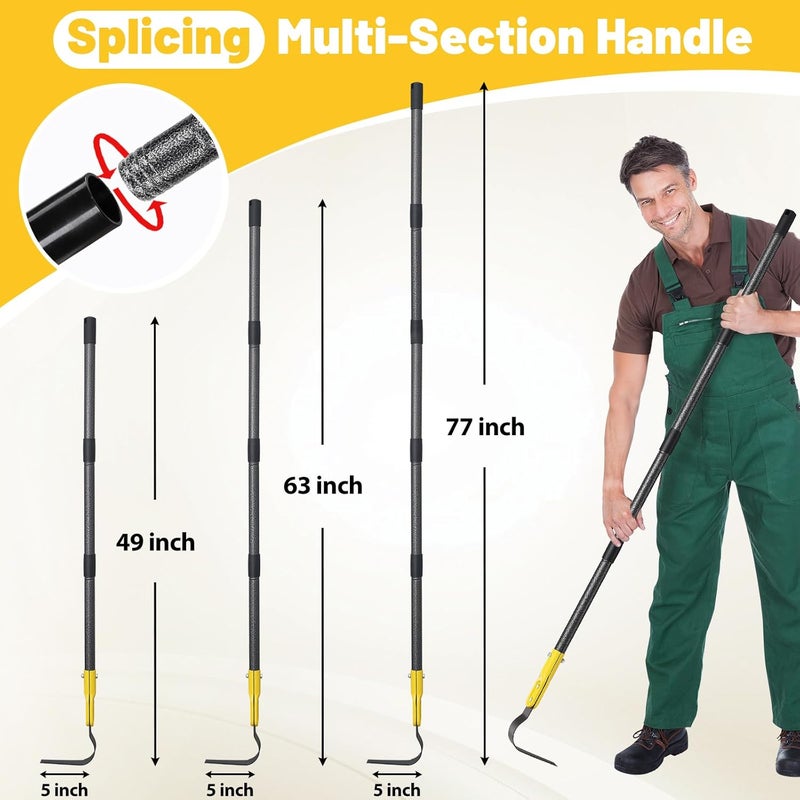 Lilyvane Garden Hoe Tool, 49 Inch L Shaped Hoe Garden Tools with Adjustable Long Handle for Weeding, Loosening Soil,Trenching, Heavy Duty Crack Crevice Weeding Hoe Hand Garden Tools for for Gardening Planting - Image 5